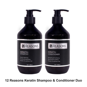 12 Reasons - Keratin Shampoo & Conditioner Duo Bundle – bundle contents: Keratin Shampoo 400ml, Keratin Conditioner 400ml
