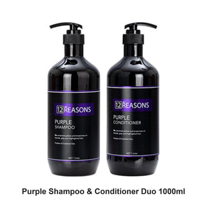 12 Reasons - Purple Shampoo & Conditioner Duo 1000ml Bundle – bundle contents: Purple Shampoo 1000ml, Purple Conditioner 1000ml