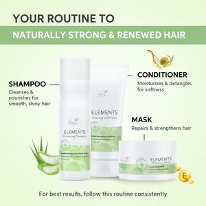 Wella Professionals - Premium Care Elements Renewing Shampoo 260ml, Conditioner 200ml & Mask 150ml Trio Bundle