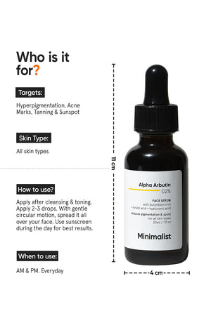 Minimilist - Alpha Arbutin 2% Face Serum 30ml - Zilion