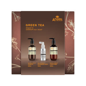 Angel En Provence - Green Tea Anti-Dandruff & Spray Trio Gift Pack – front of pack