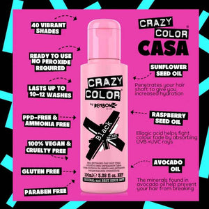 Crazy Color - Semi-Permanent Hair Color Black 100ml