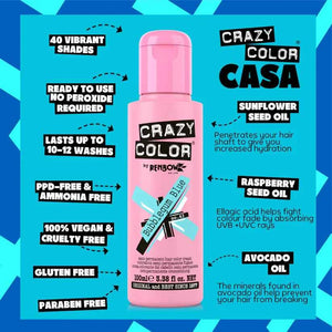 Crazy Color - Semi-Permanent Hair Color Bubblegum Blue 100ml