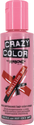 Crazy Color - Semi-Permanent Hair Color Vermillion Red 100ml - Zilion