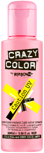 Crazy Color - Go Neon Caution UV Semi-Permanent Hair Color (Yellow) Fluoresce 100ml - Zilion