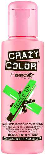 Crazy Color - Go Neon Toxic UV Semi-Permanent Hair Color (Green) Fluoresce 100ml - Zilion