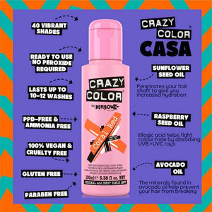 Crazy Color - Semi-Permanent Hair Color Coral Red 100ml