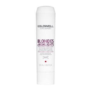 Goldwell - Blonde & Highlights Shampoo, Conditioner, Treatment & Serum Spray Quad Bundle – Goldwell Blonde & Highlights Anti-Yellow Conditioner 300ml
