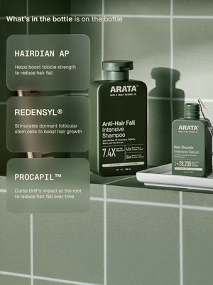 Arata - Hair Growth Intensive Serum 30ml Pack of 2 + Anti-Hair Fall Shampoo 200ml – key ingredients