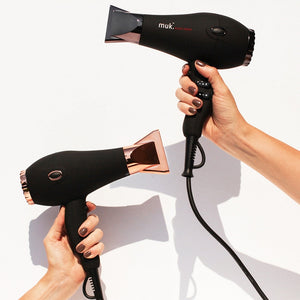 Muk Hair - Blow Hair Dryer Matte Black – in use