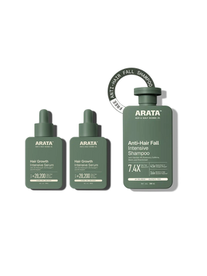 Arata - Hair Growth Intensive Serum 30ml Pack of 2 + Anti-Hair Fall Shampoo 200ml – front of pack