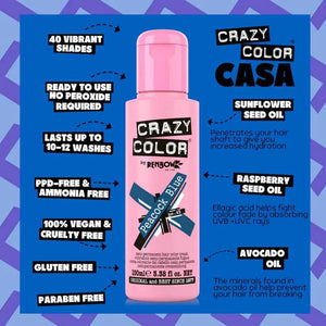 Crazy Color - Semi-Permanent Hair Color Peacock Blue 100ml