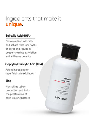 Minimilist - Salicylic Acid + LHA 2% Cleanser 250ml - Zilion
