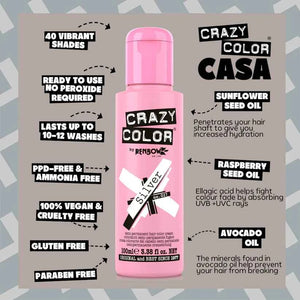 Crazy Color - Semi-Permanent Hair Color Silver 100ml
