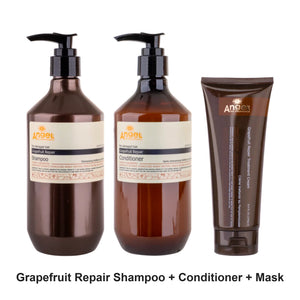 Angel En Provence - Grapefruit Repair Shampoo, Conditioner & Mask Trio Bundle – bundle contents: Grapefruit Repair Shampoo 400ml, Grapefruit Repair Conditioner 400ml, Grapefruit Repair Treatment Cream 250g