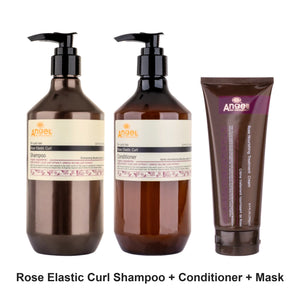 Angel En Provence - Rose Elastic Curl Shampoo, Conditioner & Mask Trio Bundle – bundle contents: Rose Elastic Curl Shampoo 400ml, Rose Elastic Curl Conditioner 400ml, Rose Nourishing Treatment Cream 250g