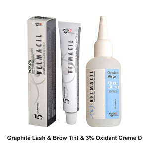 Belmacil - Graphite Lash & Brow Tint & 3% Oxidant Creme Duo Bundle – bundle contents: Graphite Lash & Brow Tint 20ml, 3% Oxidant Creme Activator 100ml