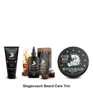 Bossman - Stagecoach Beard Care Trio Bundle (Conditioner, Jelly & Balm) – bundle contents: Fortify Intense Beard Conditioner Stagecoach 180ml, Beard Jelly Stagecoach 4oz, Beard Balm Stagecoach 2oz