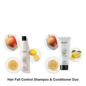 Brillare - Hair Fall Control Shampoo & Conditioner Duo Bundle – bundle contents: Hair Fall Control Shampoo To Reduce Seasonal Hair Fall 300ml, Hair Fall Control Conditioner To Reduce Seasonal Hair Fall 125g