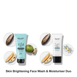 Brillare - Skin Brightening Face Wash & Moisturiser Duo Bundle – bundle contents: Skin Brightening Face Wash For Reducing Pigmentation 100ml, Skin Brightening Moisturiser For Reducing Pigmentation 50ml