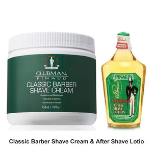 Clubman Pinaud - Classic Barber Shave Cream & After Shave Lotion Duo Bundle – bundle contents: Classic Barber Shave Cream 453ml, After Shave Lotion 177ml