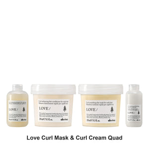 Davines - Love Curl Shampoo, Conditioner, Mask & Curl Cream Quad Bundle – bundle contents: Love Curl Shampoo 250ml, Love Curl Conditioner 250ml, Love Curl Hair Mask 250ml, Love Curl Cream 150ml