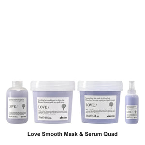 Davines - Love Smooth Shampoo, Conditioner, Mask & Serum Quad Bundle – bundle contents: Love Smooth Shampoo 250ml, Love Smooth Conditioner 250ml, Love Smooth Instant Mask 250ml, Love Smooth Heat Protectant Serum 150ml