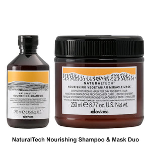 Davines - NaturalTech Nourishing Shampoo & Mask Duo Bundle – bundle contents: NaturalTech Nourishing Shampoo 250ml, NaturalTech Nourishing Vegetarian Miracle Mask 250ml