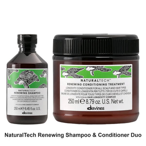 Davines - NaturalTech Renewing Shampoo & Conditioner Duo Bundle – bundle contents: NaturalTech Renewing Shampoo 250ml, NaturalTech Renewing Conditioner Treatment 250ml