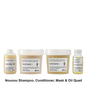 Davines - Nounou Shampoo, Conditioner, Mask & Oil Quad Bundle – bundle contents: Nounou Shampoo 250ml, Nounou Conditioner 250ml, Nounou Hair Mask 250ml, Nounou Nourishing Oil 50ml