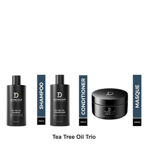 De Fabulous - Tea Tree Oil Shampoo, Conditioner & Hair Masque Trio Bundle – bundle contents: Tea Tree Oil Shampoo 250ml, Tea Tree Oil Conditioner 250ml, Tea Tree Oil Hair Masque 250ml