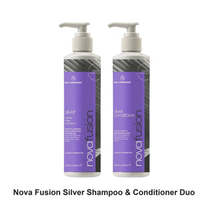 De Lorenzo - Nova Fusion Silver Shampoo & Conditioner Duo Bundle – bundle contents: Nova Fusion Silver Shampoo 250ml, Nova Fusion Silver Conditioner 250ml