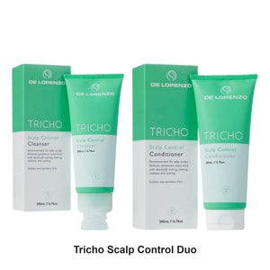 De Lorenzo - Tricho Scalp Control Cleanser & Conditioner Duo Bundle – bundle contents: Tricho Scalp Control Cleanser 200ml, Tricho Scalp Control Conditioner 200ml