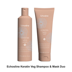 Echosline - Keratin Veg Shampoo & Mask Duo Bundle – bundle contents: Keratin Veg Shampoo 300ml, Keratin Veg Mask 300ml