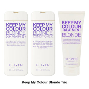 Eleven Australia - Keep My Colour Blonde Shampoo, Conditioner & Treatment Trio Bundle – bundle contents: Keep My Colour Blonde Shampoo 300ml, Keep My Colour Blonde Conditioner 300ml, Keep My Colour Treatment Blonde 200ml
