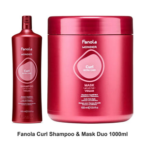 Fanola - Curl Shampoo & Mask Duo 1000ml Bundle – bundle contents: Curl Shampoo 1000ml, Curl Mask 1000ml