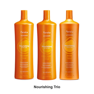 Fanola - Nourishing Shampoo, Conditioner & Mask Trio 1000ml Bundle – bundle contents: Nourishing Shampoo 1000ml, Nourishing Conditioner 1000ml, Nourishing Mask 1000ml
