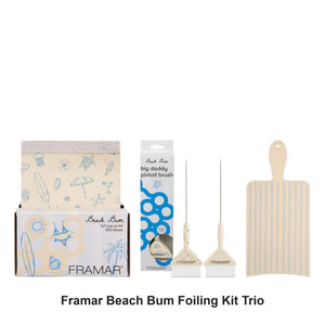 Framar - Beach Bum Foiling Kit Trio Bundle – bundle contents: Pop Up Foil - Beach Bum 500 Sheets, Big Daddy Pintail Tint Brush Set - Beach Bum 2pk, Paddle Daddy - Beach Bum