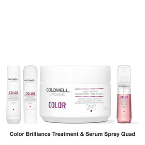 Goldwell - Color Brilliance Shampoo, Conditioner, Treatment & Serum Spray Quad Bundle – bundle contents: Color Brilliance Shampoo 300ml, Color Brilliance Conditioner 300ml, Color 60sec Treatment 200ml, Color Brilliance Serum Spray 150ml