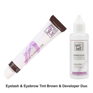 Hairwell - Eyelash & Eyebrow Tint Brown & Developer Duo Bundle – bundle contents: Eyelash & Eyebrow Tint Brown 20ml, Eyelash & Eyebrow Tint Cream Developer 2% 50ml