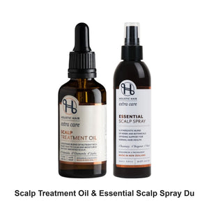 Holistic Hair - Scalp Treatment Oil & Essential Scalp Spray Duo Bundle – bundle contents: Scalp Treatment Oil 50ml, Essential Scalp Spray 200ml