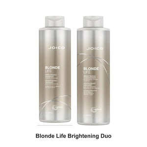 Joico - Blonde Life Brightening Shampoo & Conditioner Duo 1000ml Bundle – bundle contents: Blonde Life Brightening Shampoo 1000ml, Blonde Life Brightening Conditioner 1000ml