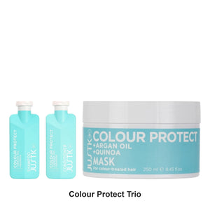 JustK - Colour Protect Shampoo, Conditioner & Mask Trio Bundle – bundle contents: Colour Protect Argan Oil & Quinoa Shampoo 300ml, Colour Protect Argan Oil & Quinoa Conditioner 300ml, Colour Protect Argan Oil & Quinoa Mask 250ml