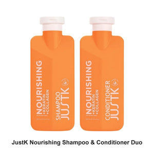 JustK - Nourishing Shampoo & Conditioner Duo Bundle – bundle contents: Nourishing Keratin & Collagen Shampoo 300ml, Nourishing Keratin & Collagen Conditioner 300ml