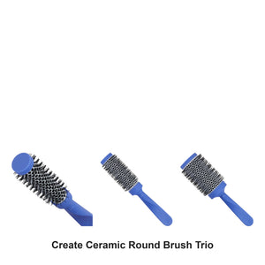 Kent - Create Ceramic Round Brush Trio Bundle (20mm, 30mm & 50mm) – bundle contents: KCR7 Create 20mm Ceramic Round Hairbrush, KCR8 Create 30mm Ceramic Round Hairbrush, KCR9 Create 50mm Ceramic Round Hairbrush