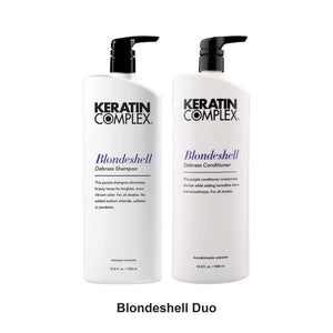 Keratin Complex - Blondeshell Shampoo & Debrass Conditioner Duo 1000ml Bundle – bundle contents: Blondeshell Shampoo 1000ml, Blondeshell Debrass Conditioner 1000ml