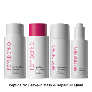 KOBO Professional - PeptidePro Shampoo, Conditioner, Leave-In Mask & Repair Oil Quad Bundle – bundle contents: PeptidePro Shielding Shampoo 250ml, PeptidePro Shielding Conditioner 250ml, PeptidePro Repair Leave-In Mask 100ml, PeptidePro Repair Hair Oil 80ml
