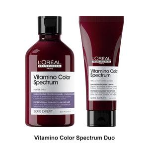 L'Oreal Professionnel - Vitamino Color Spectrum Purple Shampoo & Conditioner Duo Bundle – bundle contents: Vitamino Color Spectrum Purple Shampoo 300ml, Vitamino Color Spectrum Conditioner 200ml