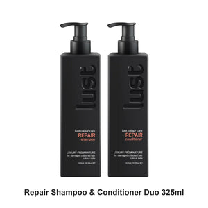 Lust - Repair Shampoo & Conditioner Duo 325ml Bundle – bundle contents: Repair Shampoo 325ml, Repair Conditioner 325ml
