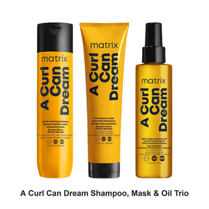 Matrix - A Curl Can Dream Shampoo, Mask & Oil Trio Bundle – bundle contents: A Curl Can Dream Shampoo 300ml, A Curl Can Dream Mask 280ml, A Curl Can Dream Mask Oil 131ml